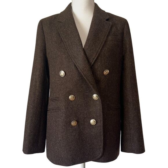 J.Crew Bristol Blazer Jacket Chocolate Brown Wool Double Breasted Size 10P - Picture 4 of 11